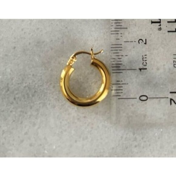 New Drop! Gold Thick Chunky Tube Huggie Hoop Earrings Brand New - Picture 4 of 4